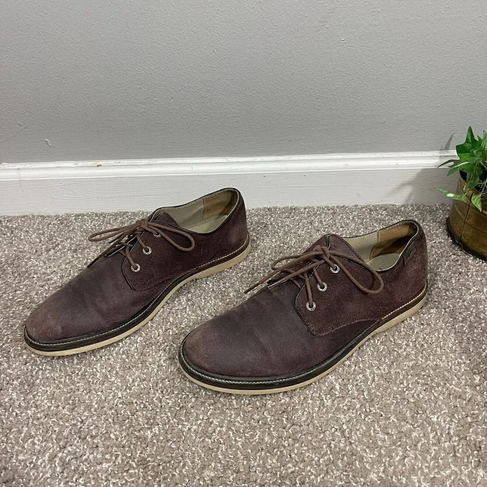 LACOSTE SHERBROOKE 9 GOLF SRM Mens SIZE 9.5 OXFORD SUEDE SHOES BROWN